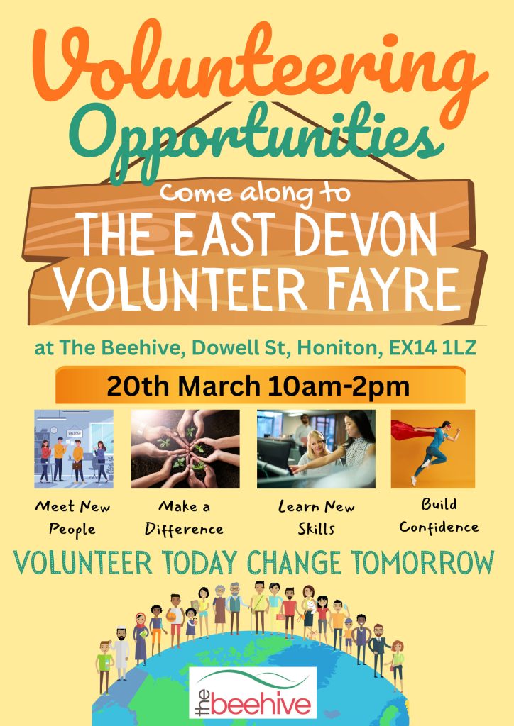 Poster for Beehive Volunteering event March 2026