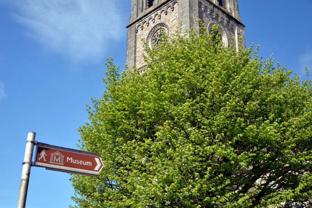 Honiton Museum sign outside St Pauls Church