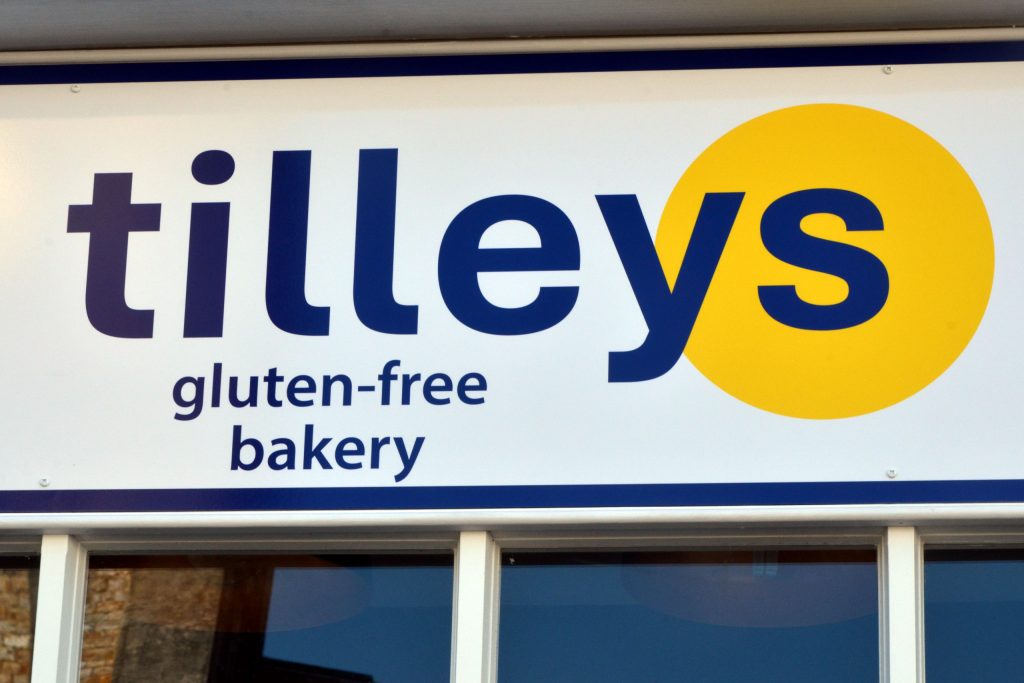 Tilleys Gluten Free Bakery Honiton shop sign